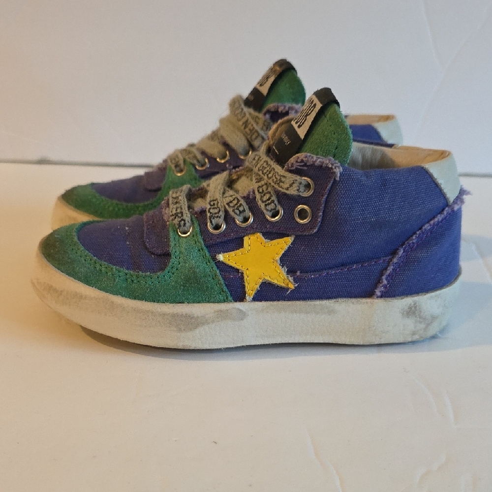 Golden Goose Blue and Green Star Sneakers Size 26 Hightop